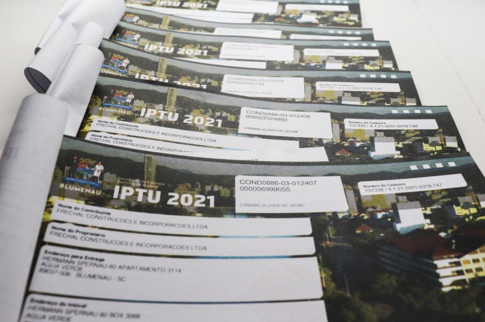 Prefeitura de Blumenau já arrecadou quase R$ 50 milhões com o IPTU 2021