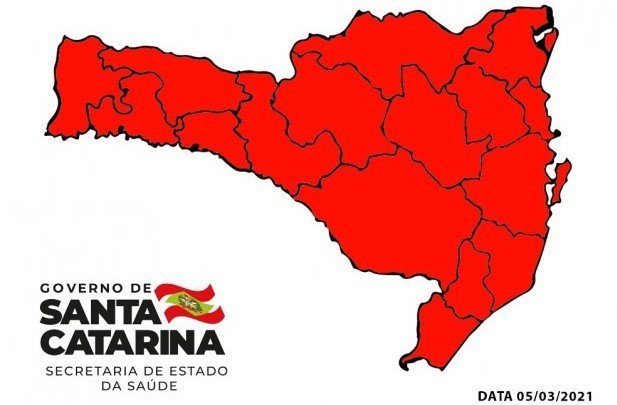 Covid-19: SC tem todas as regiões no risco gravíssimo pela 2ª semana seguida