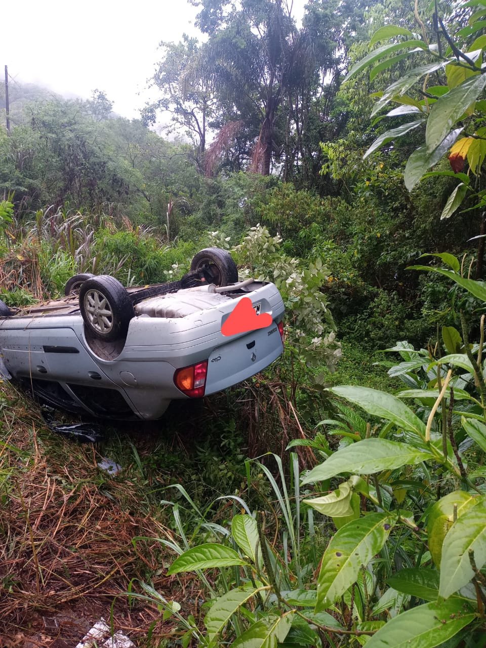 Homem perde controle do carro, bate em poste e capota na BR-470