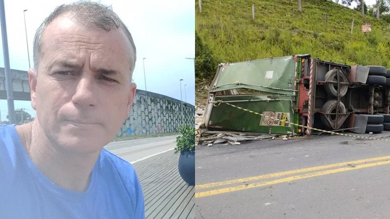 Identificado motorista que morreu após caminhão tombar no Alto Vale