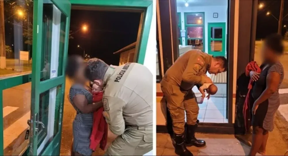 Bebê de um mês se engasga com leite materno e Polícia Militar Rodoviária Estadual presta o socorro