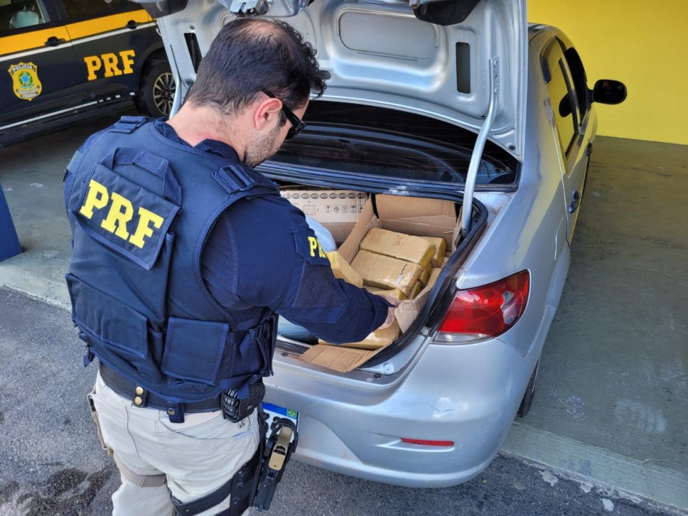 PRF apreende 236 quilos de maconha e skunk na BR-101 em Joinville durante abordagem de trânsito