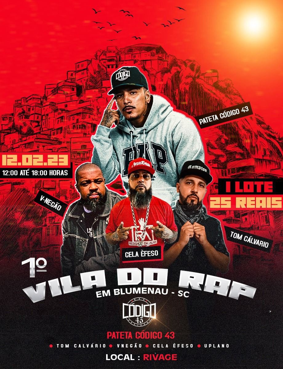 1º Vila do Rap acontece no dia 12 de fevereiro em Blumenau