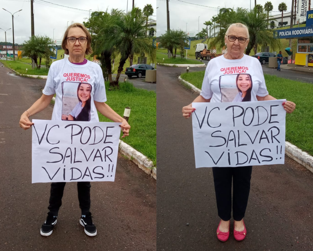 Familiares de vítima do acidente do Jaguar realizam ato para conscientizar motoristas na BR-470 em Blumenau
