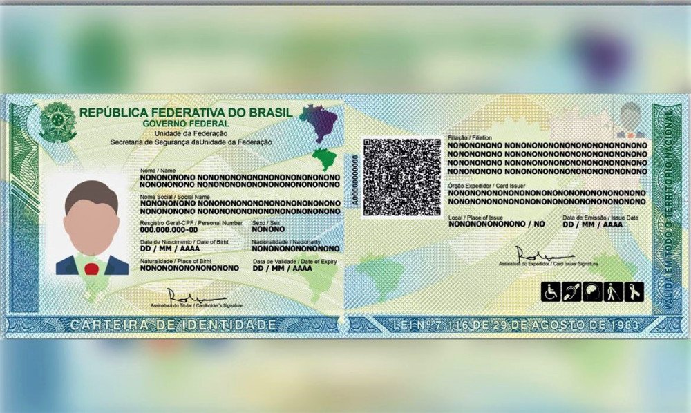 Nova Carteira de Identidade Nacional. Foto: Reprodução/Internet 