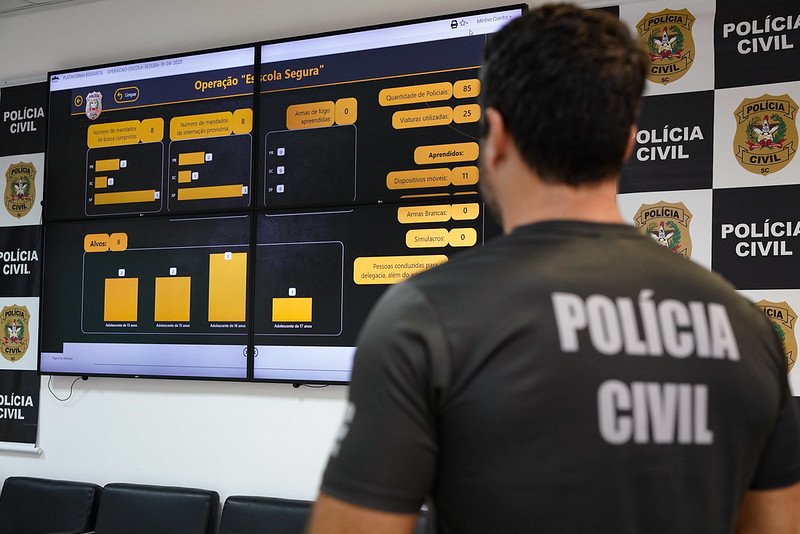 Polícia Civil de SC apreende 10 adolescentes e cumpre 13 mandados de busca e apreensão na Operação Escola Segura