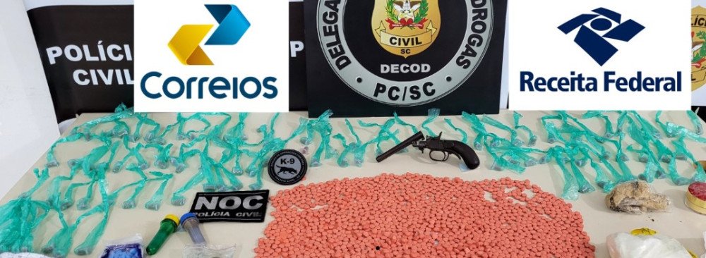 Polícia Civil apreende 2.500 comprimidos de ecstasy e outras drogas em agência dos Correios de SC