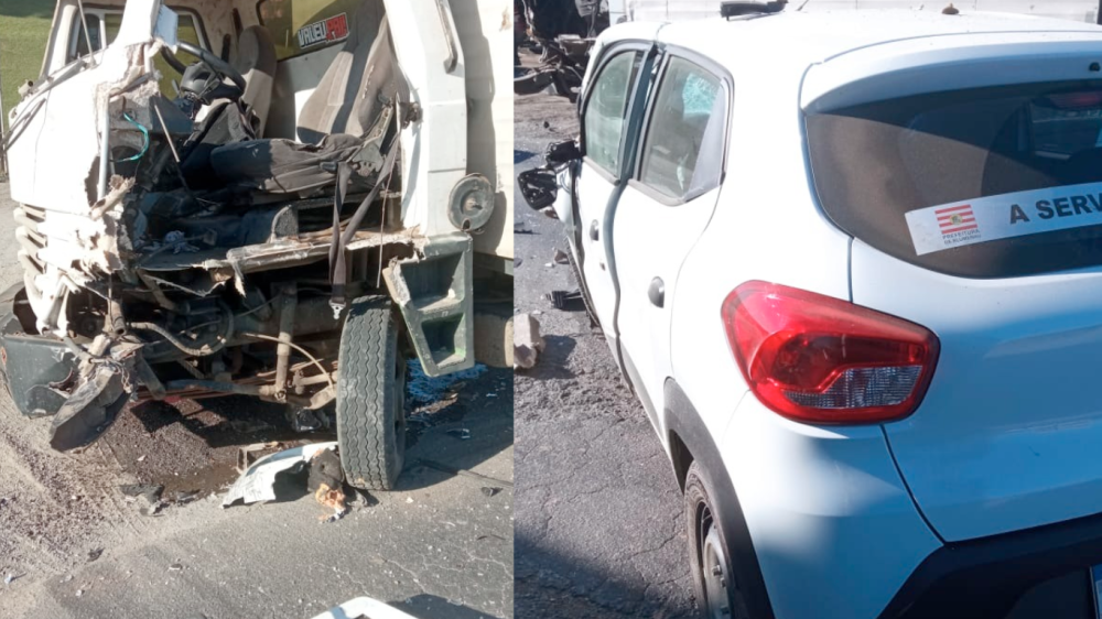 Carro a serviço da prefeitura de Blumenau se envolve em acidente na BR-470 nesta quarta-feira