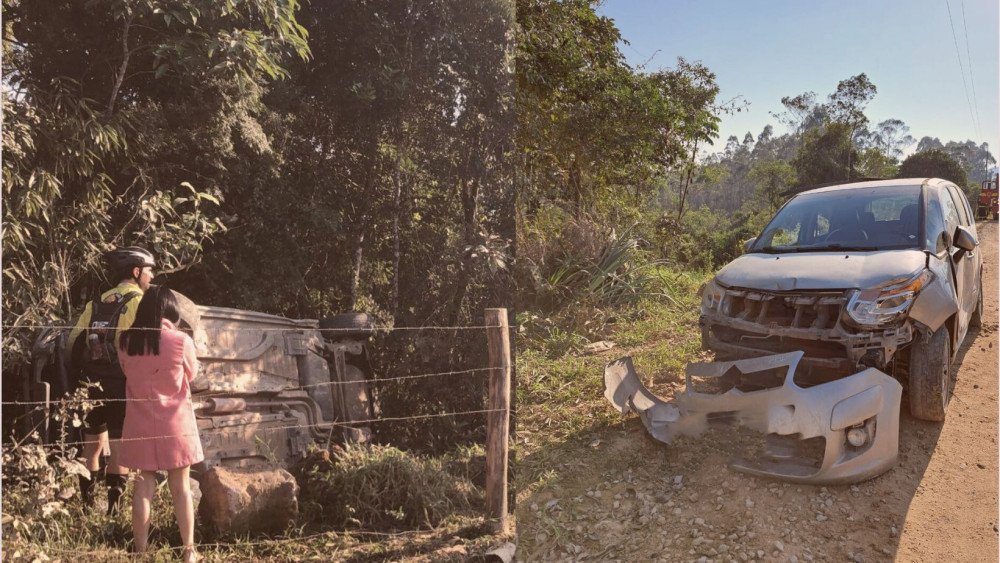 Populares destombam carro em Ilhota e bombeiros alertam para perigos de interferir em cenas de acidentes