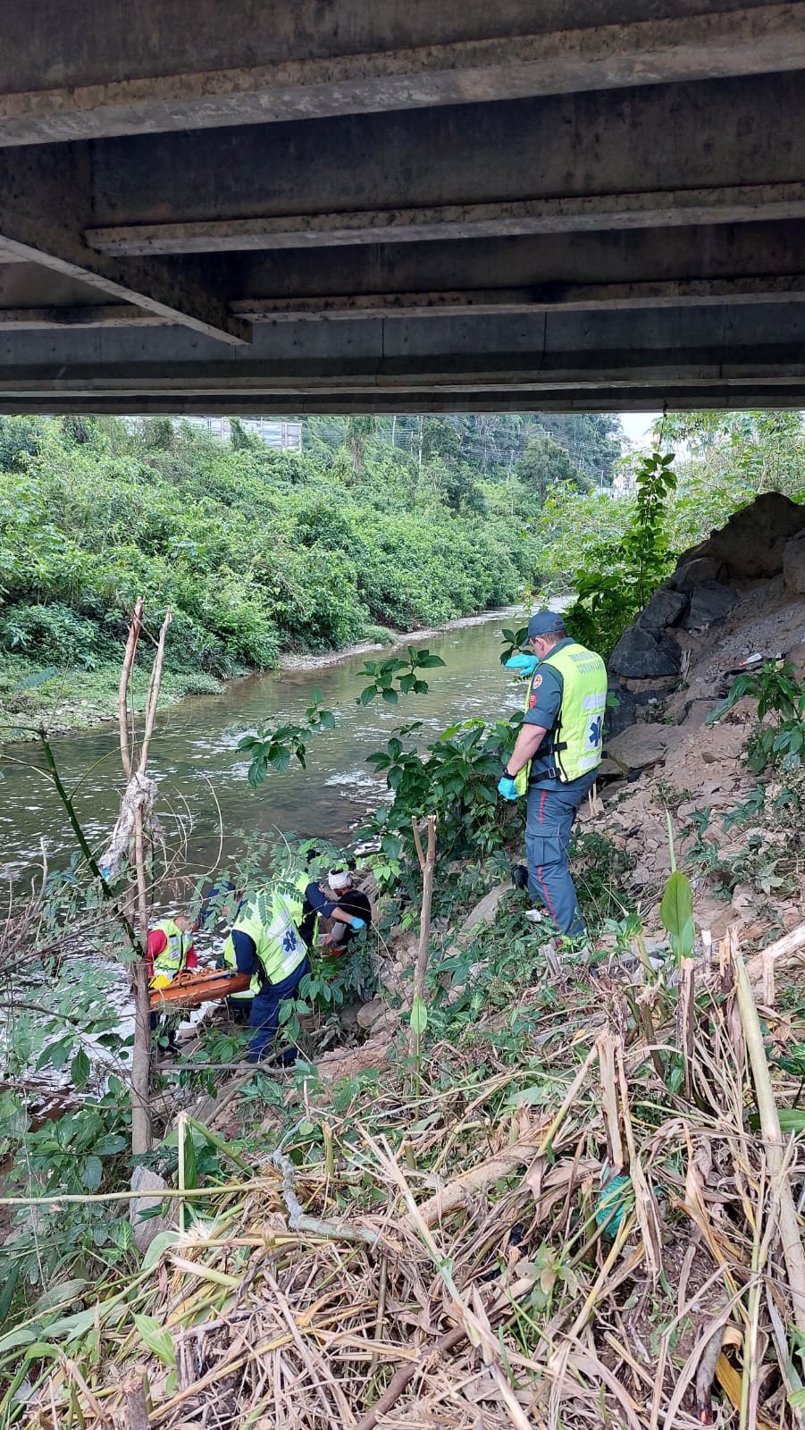 Homem cai de barranco de 7 metros às margens do ribeirão Garcia em Blumenau