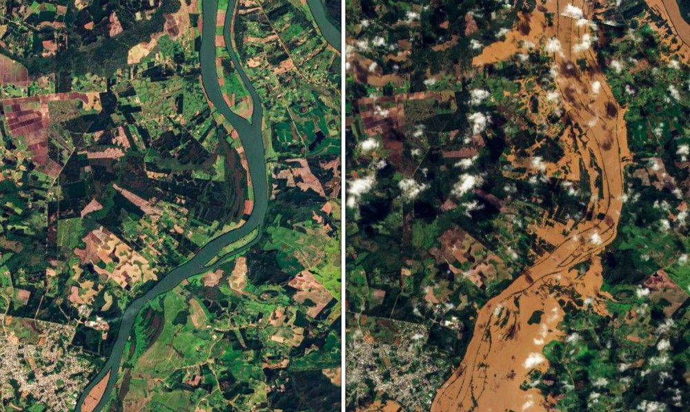 Imagens de satélite mostram alcance da destruição do ciclone no Rio Grande do Sul