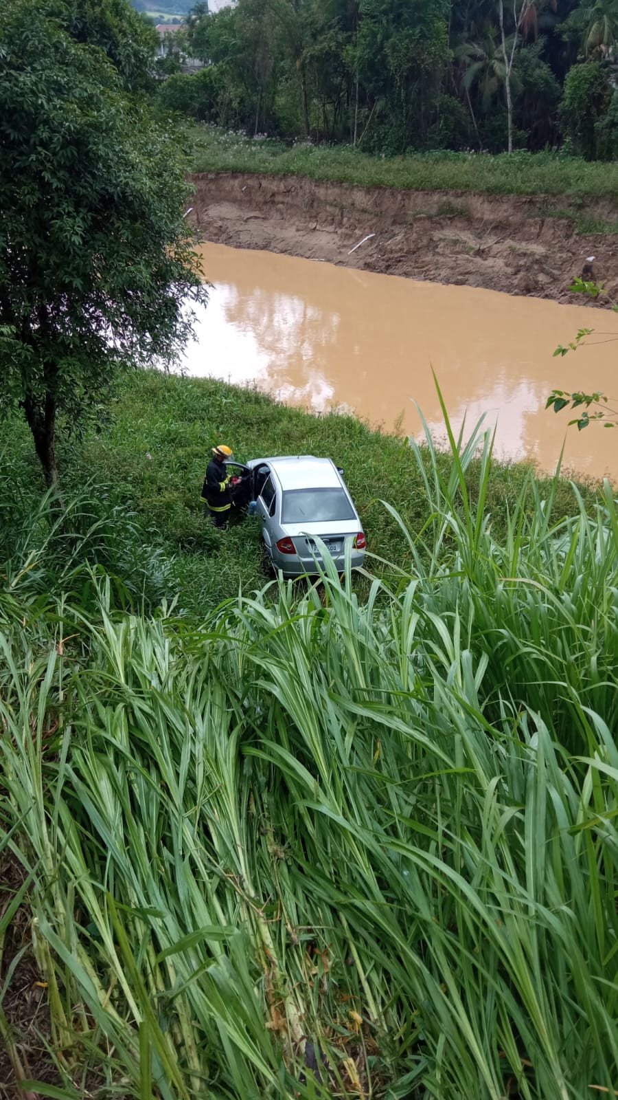 Vídeo: Carro cai em ribanceira durante a madrugada e motorista é encontrado dormindo no local pela manhã