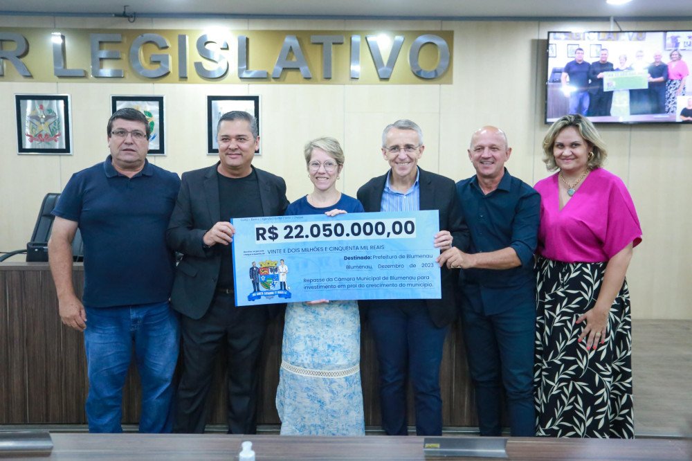 Câmara de Vereadores de Blumenau devolve R$ 22 milhões à Prefeitura