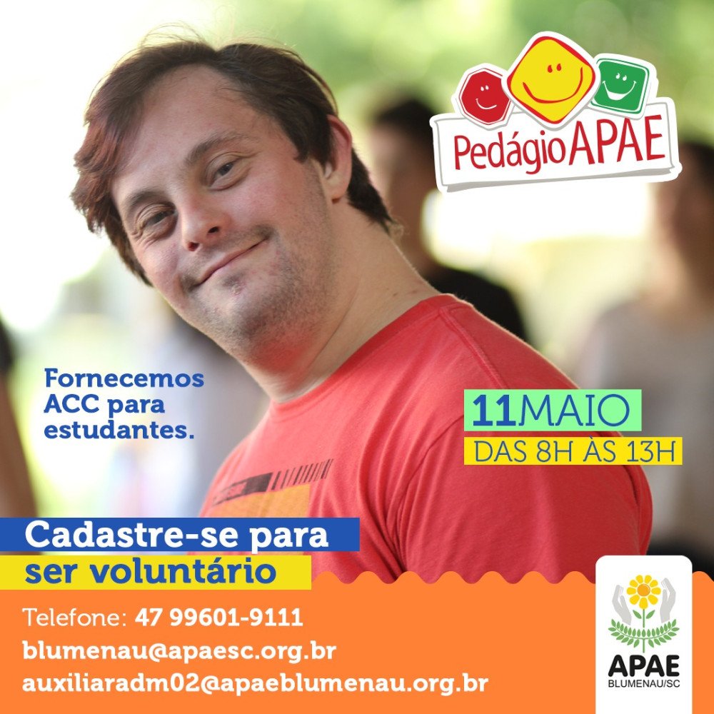 Apae de Blumenau realiza pedágio no próximo sábado; entidade procura voluntários para ajudar