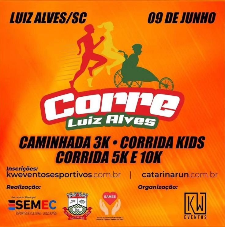 Inscrições para a 2ª Edição da Corre Luiz Alves estão abertas, confira como participar