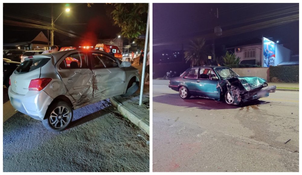 Acidente entre dois carros deixa feridos na Rua Itajaí, em Blumenau