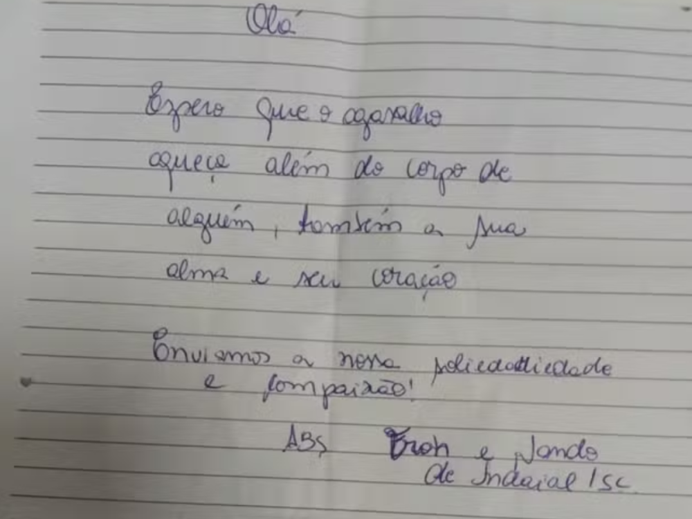Vídeo: Bilhete de Indaial com mensagem de esperança é encontrado em meio a doações no RS