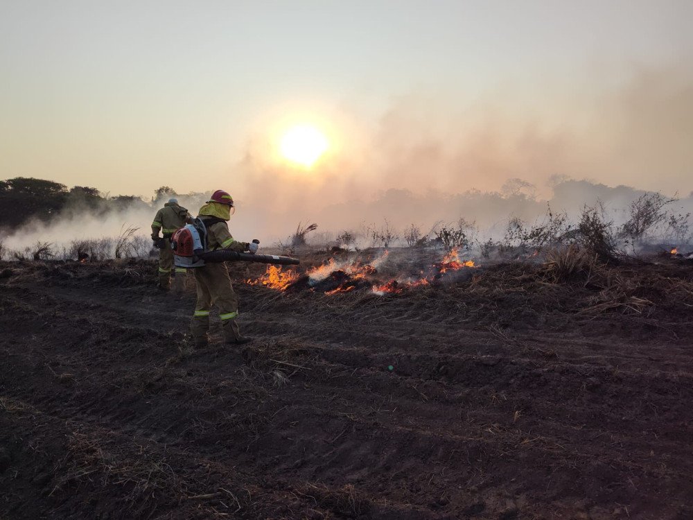 Bombeiros de SC completam cinco dias de combate às queimadas no Pantanal