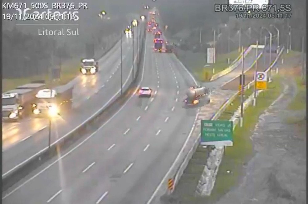 Vídeo: Motorista utiliza área de escape na BR-376 entre PR e SC e evita acidente