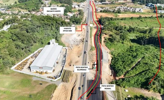 BR-470 terá desvio provisório do trânsito por seis meses em Indaial, no Vale do Itajaí