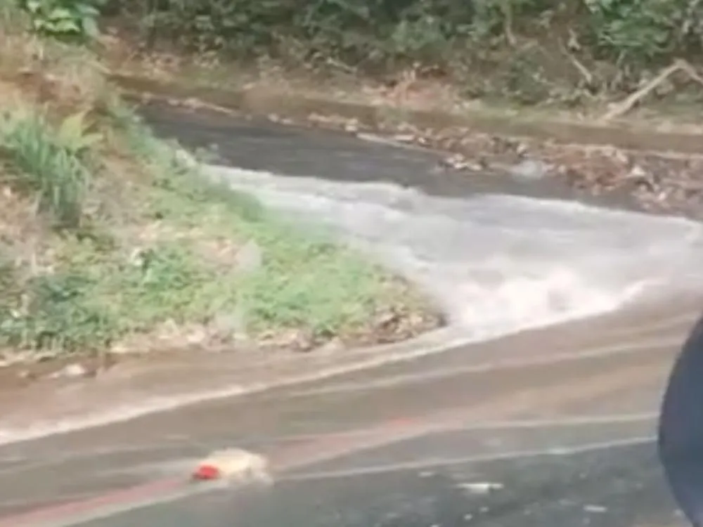Água em excesso chama atenção de motoristas em rua de Blumenau; Samae explica motivo