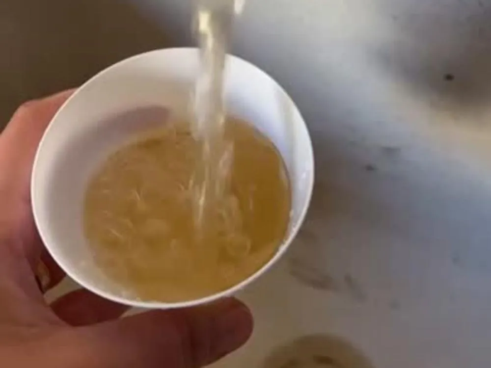 Moradora grava vídeo e mostra água barrenta saindo da torneira no bairro Badenfurt, em Blumenau