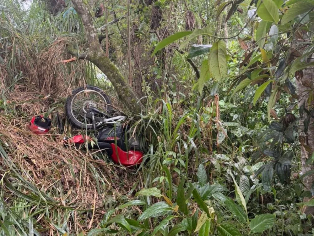 Casal fica ferido após motocicleta sair da pista e bater em árvore em Gaspar