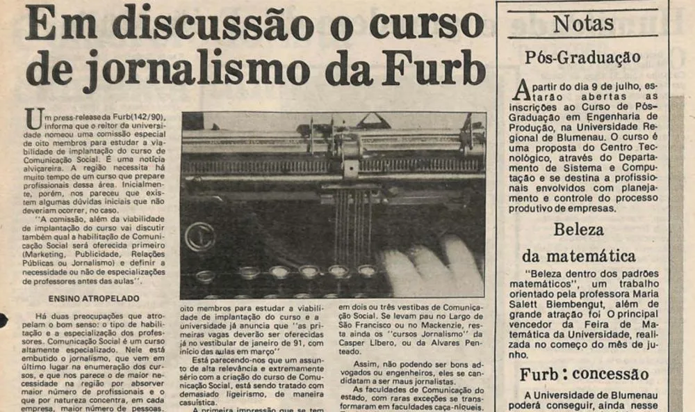 Faculdade de jornalismo em Blumenau: uma história