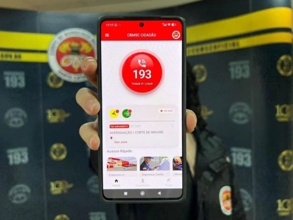 Aplicativo dos Bombeiros de SC passa a permitir chamadas ao 193 pela internet