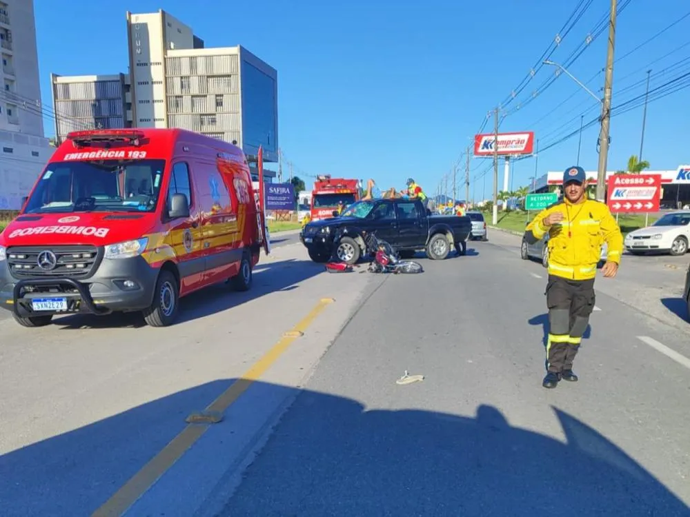 Motociclista fica ferido em batida com caminhonete em Gaspar
