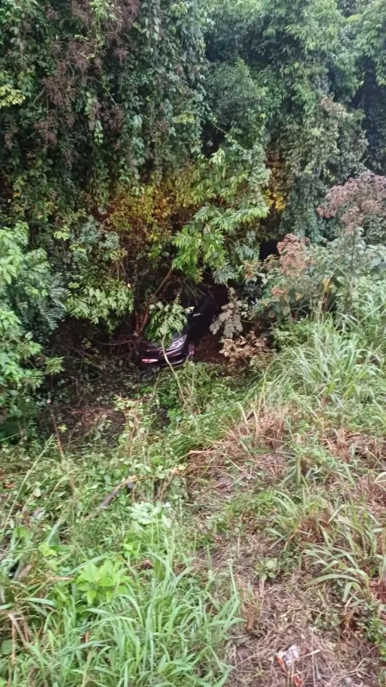 Carro sai da pista e cai em barranco na BR-470, em Agronômica