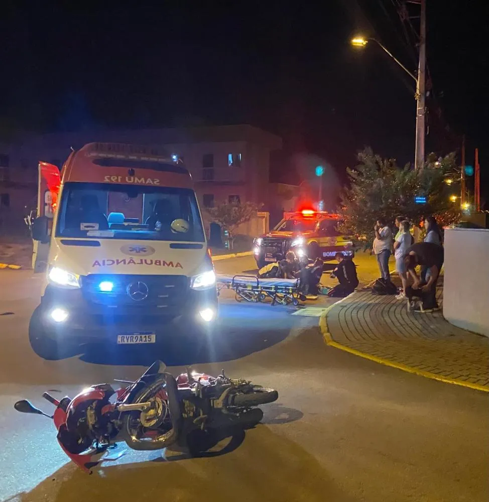 Batida entre carro e moto deixa homem ferido no bairro Bremer, em Rio do Sul