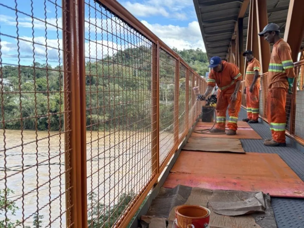 Ponte do Salto, em Blumenau, entra na etapa final da revitalização com entrega prevista para agosto