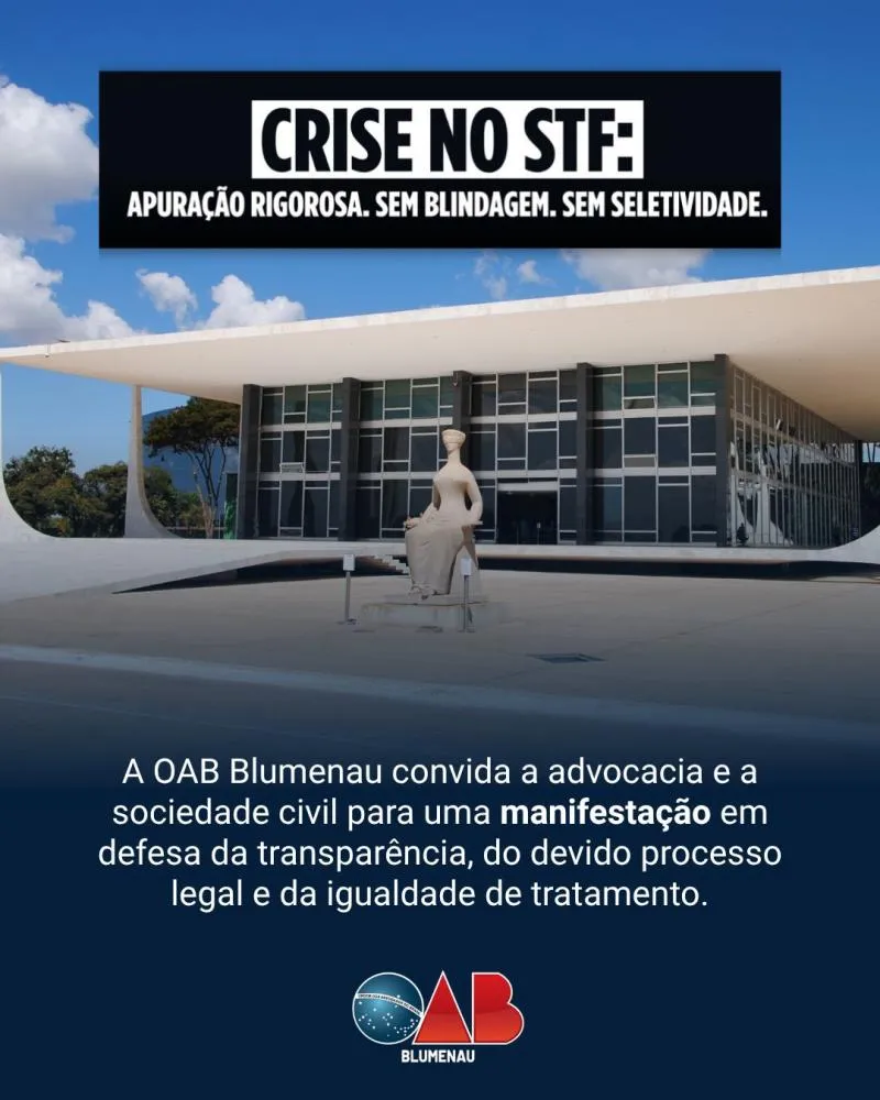 OAB Blumenau realiza ato em defesa do Estado de Direito nesta quinta-feira