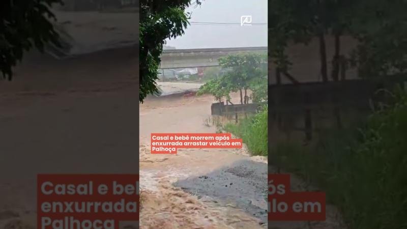 Vídeo: Casal e bebê morrem após enxurrada arrastar veículo em Palhoça