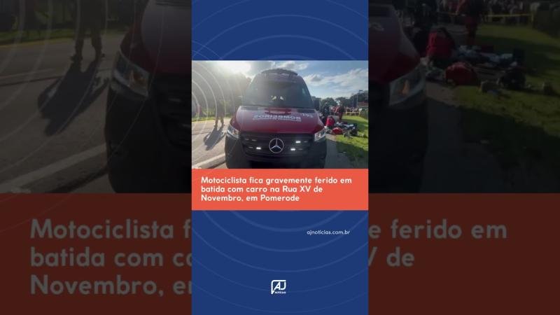 Motociclista fica gravemente ferido em batida com carro na Rua XV de Novembro, em Pomerode