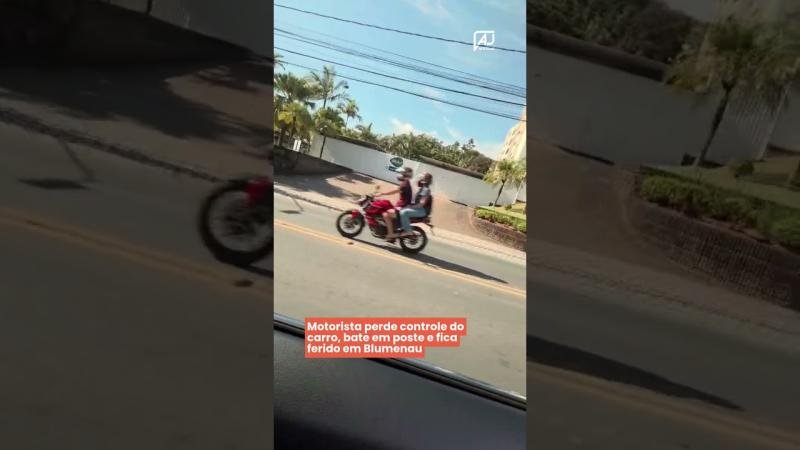 Motorista perde controle do carro, bate em poste e fica ferido em Blumenau