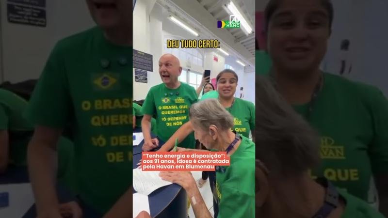 Vídeo: “Tenho energia e disposição”: aos 91 anos, idosa é contratada pela Havan em Blumenau